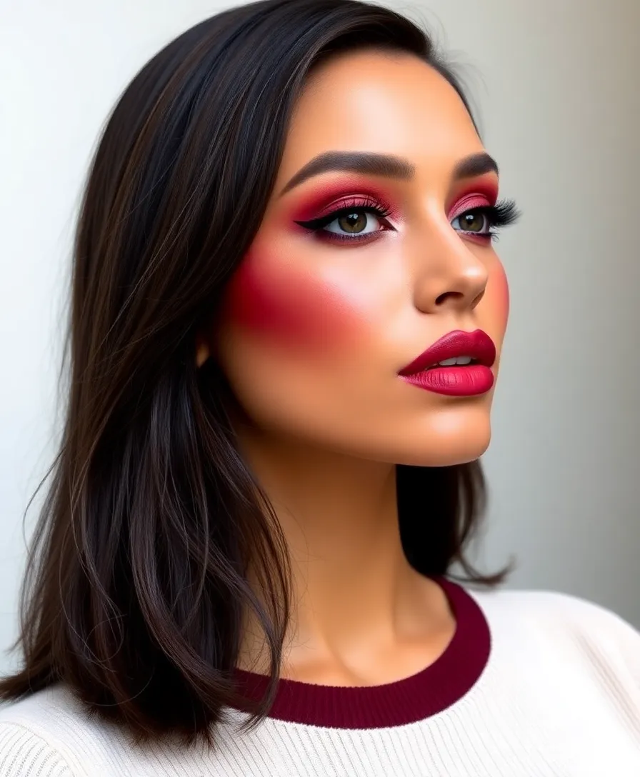 10 Dark Cherry Red Makeup Looks That Will Make You the Star of Every Party! - 7. Monochromatic Dark Cherry Look