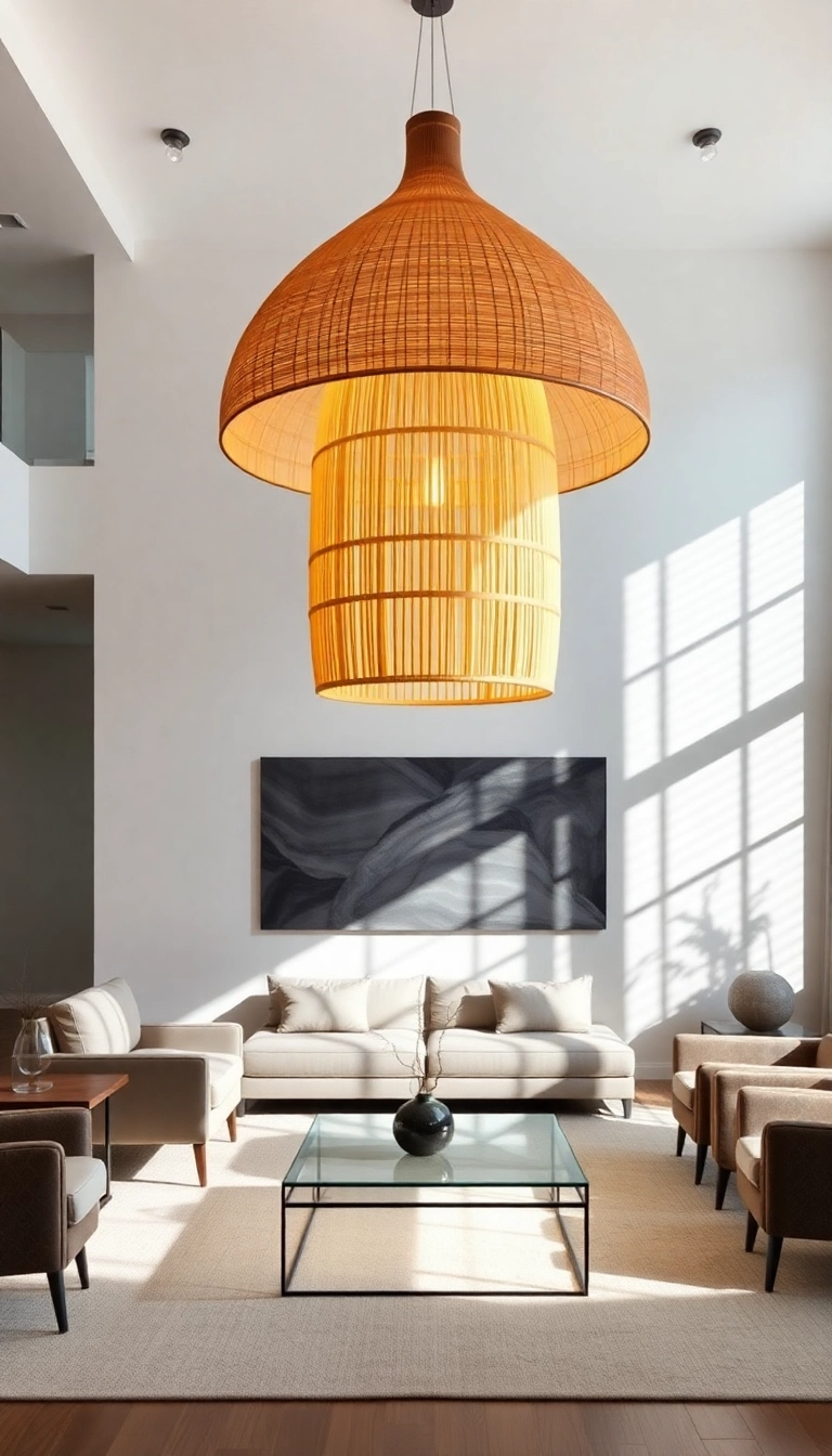 10 Jaw-Dropping Japandi Fusion Living Rooms That Will Make You Want to Redecorate Today! - 3. Statement Lighting Fixtures
