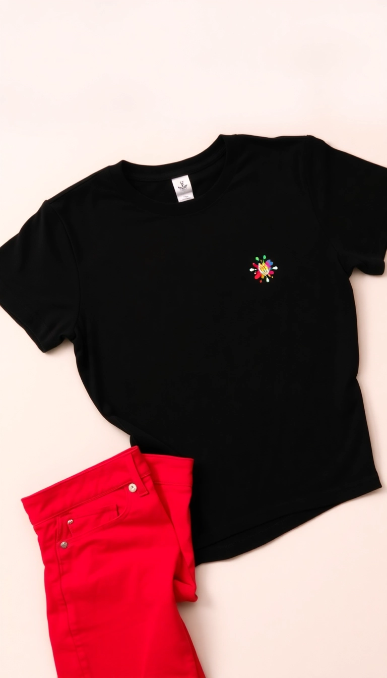 12 Minimalist Black T Shirts with Trendy Prints for a Sleek and Chic Look! - 10. Subtle Color Pops