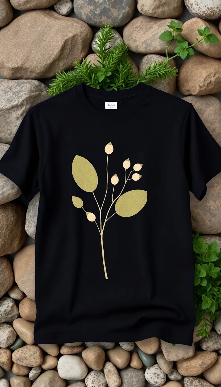 12 Minimalist Black T Shirts with Trendy Prints for a Sleek and Chic Look! - 3. Nature-Inspired Prints