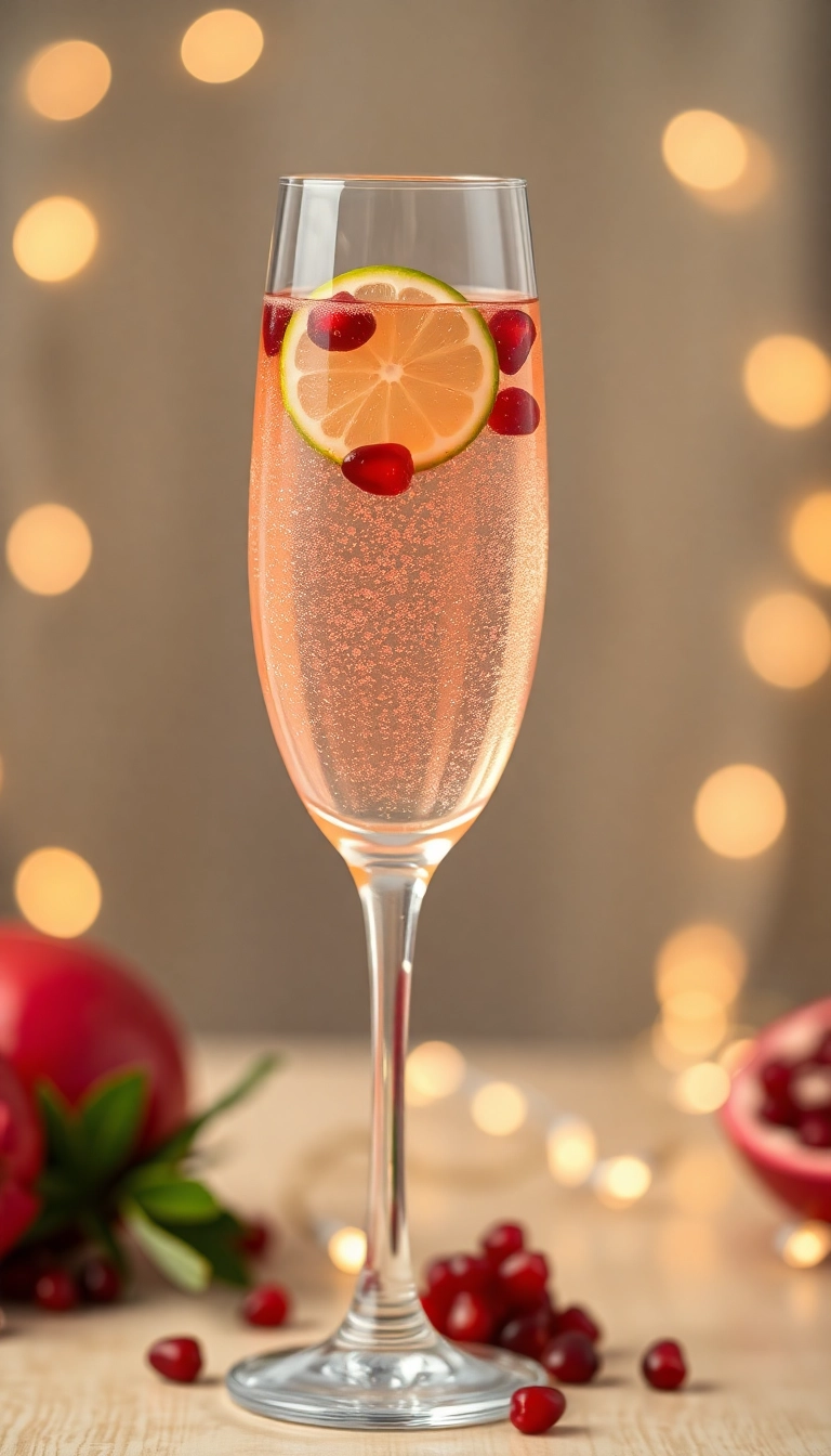 14 Fancy Holiday Drinks for NYE That Will Wow Your Guests! - 1. Sparkling Pomegranate Fizz