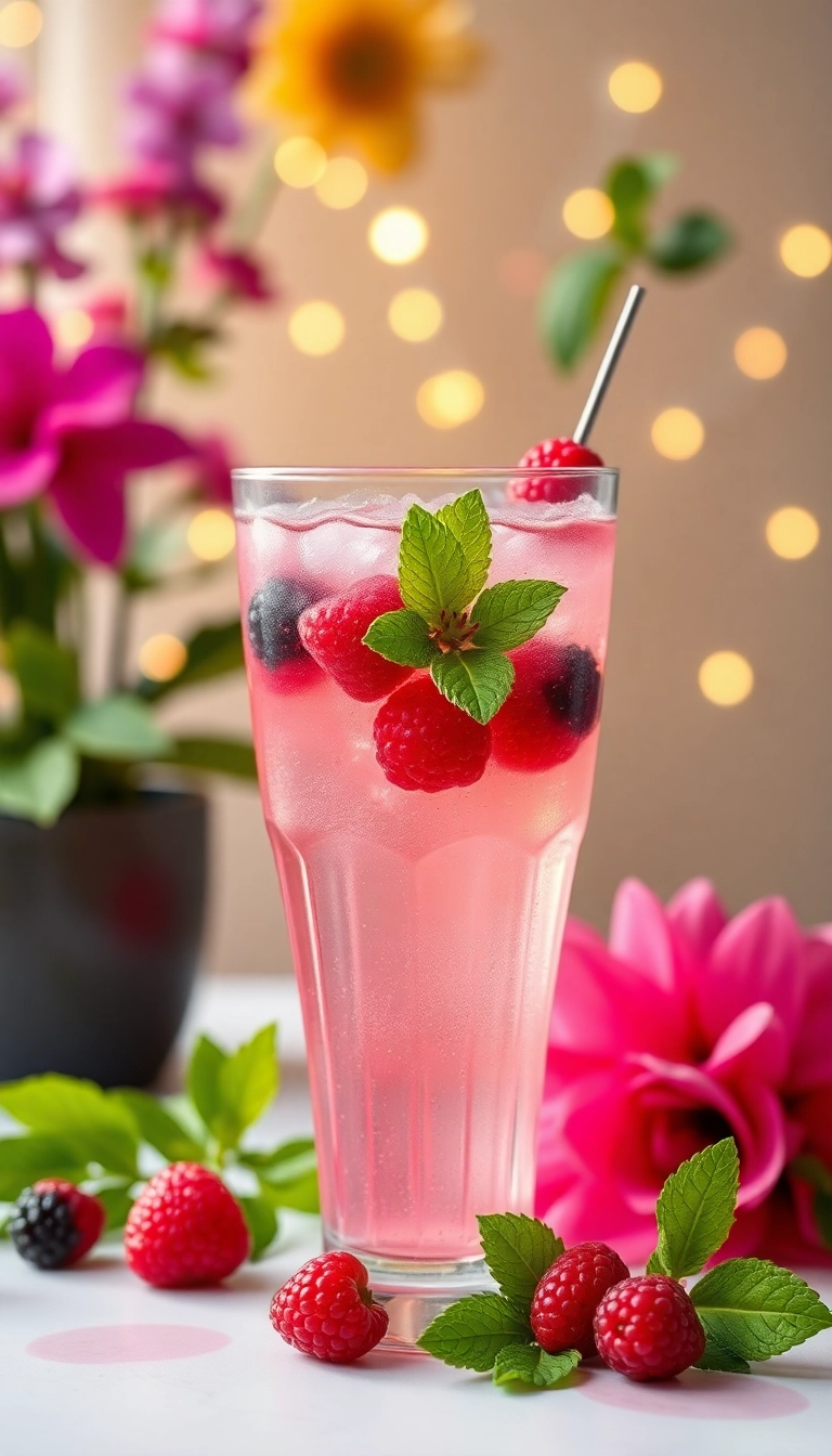 14 Fancy Holiday Drinks for NYE That Will Wow Your Guests! - 14. Berry Hibiscus Spritzer