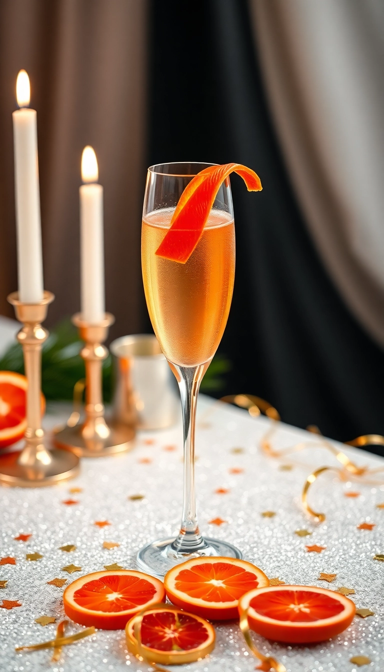 14 Fancy Holiday Drinks for NYE That Will Wow Your Guests! - 5. Blood Orange Champagne Cocktail