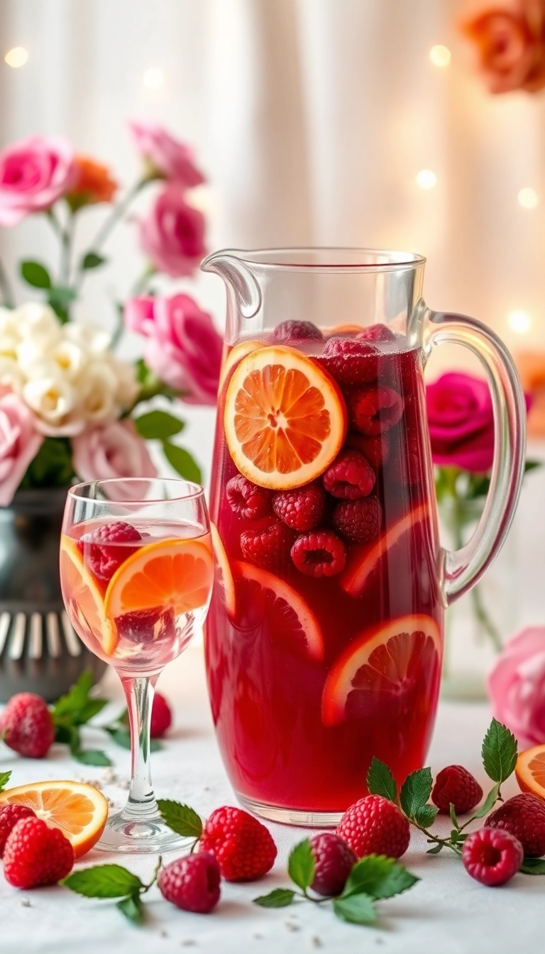 14 Fancy Holiday Drinks for NYE That Will Wow Your Guests! - 9. Raspberry Rose Sangria