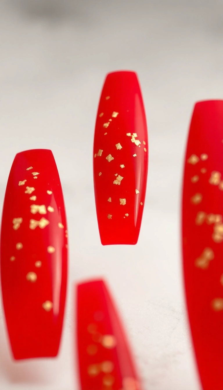 15 Stunning Red Nail Designs That Shine with Gold Accents (You Won