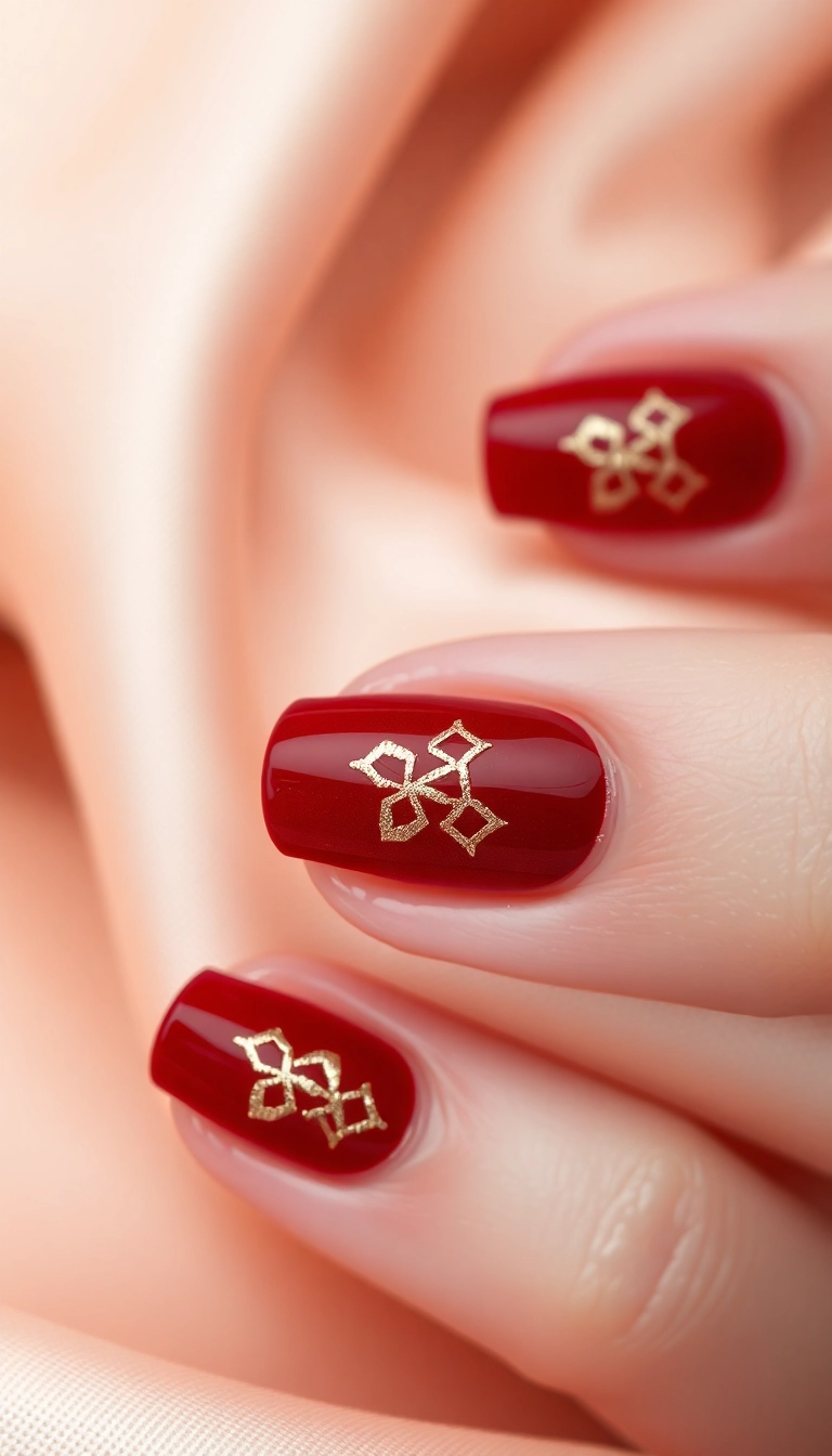 15 Stunning Red Nail Designs That Shine with Gold Accents (You Won