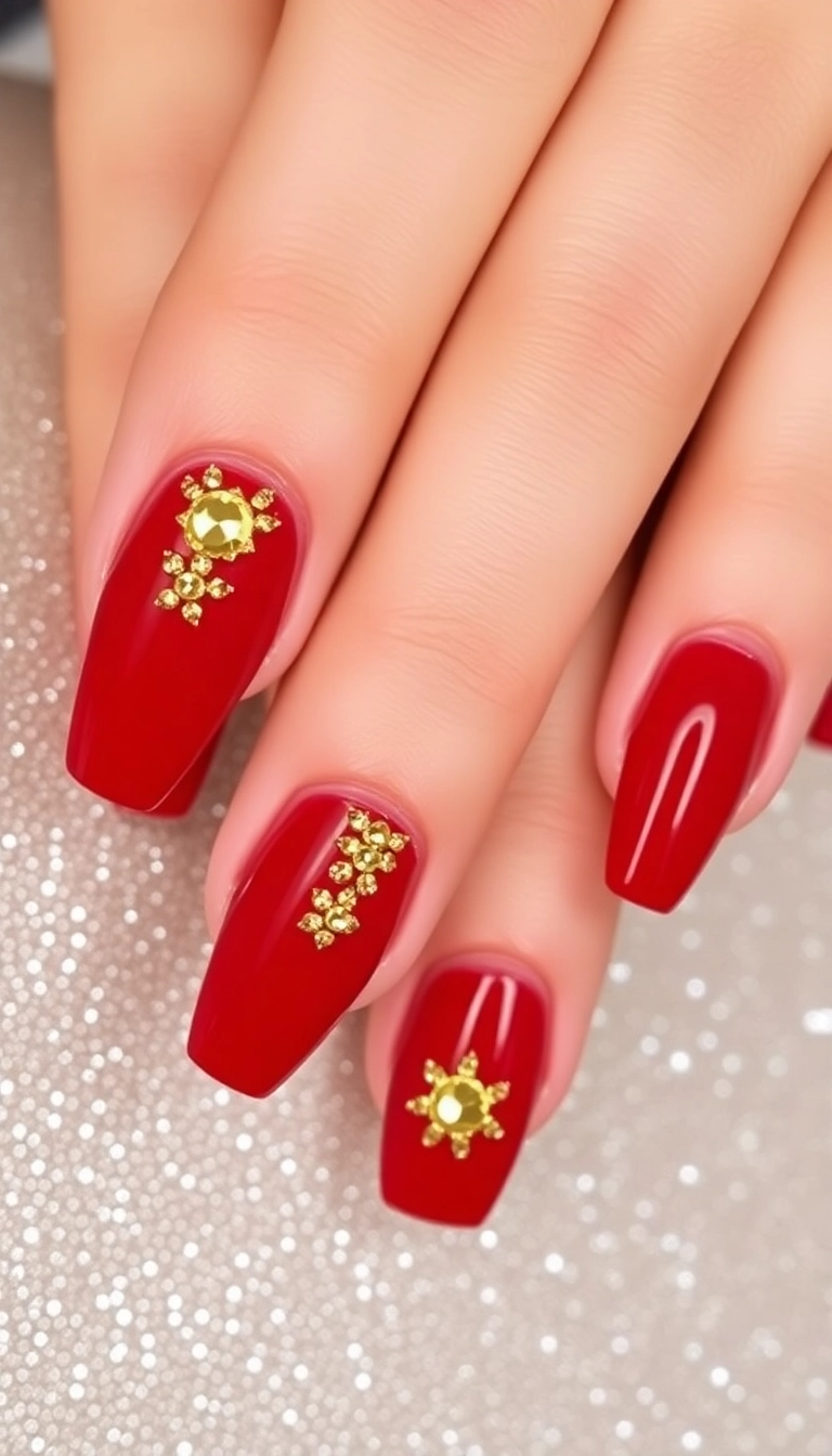 15 Stunning Red Nail Designs That Shine with Gold Accents (You Won