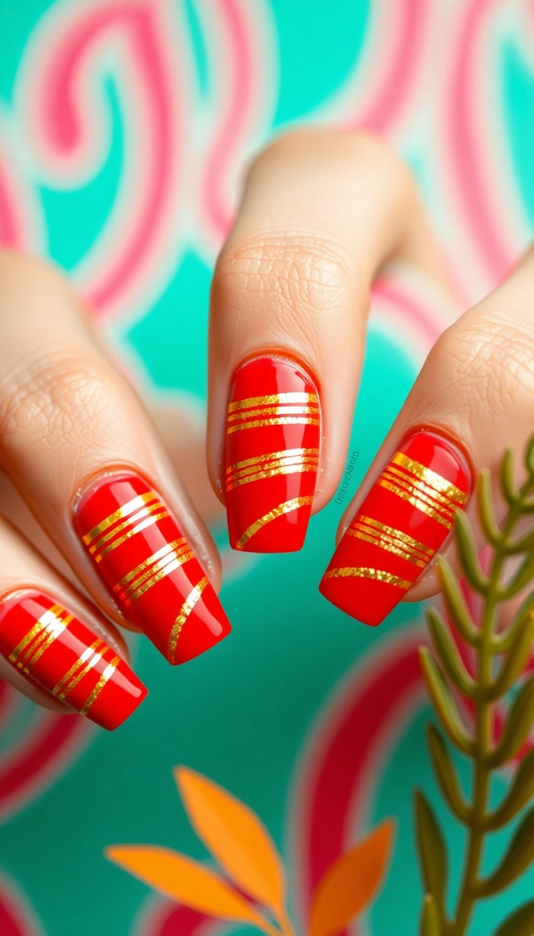 15 Stunning Red Nail Designs That Shine with Gold Accents (You Won