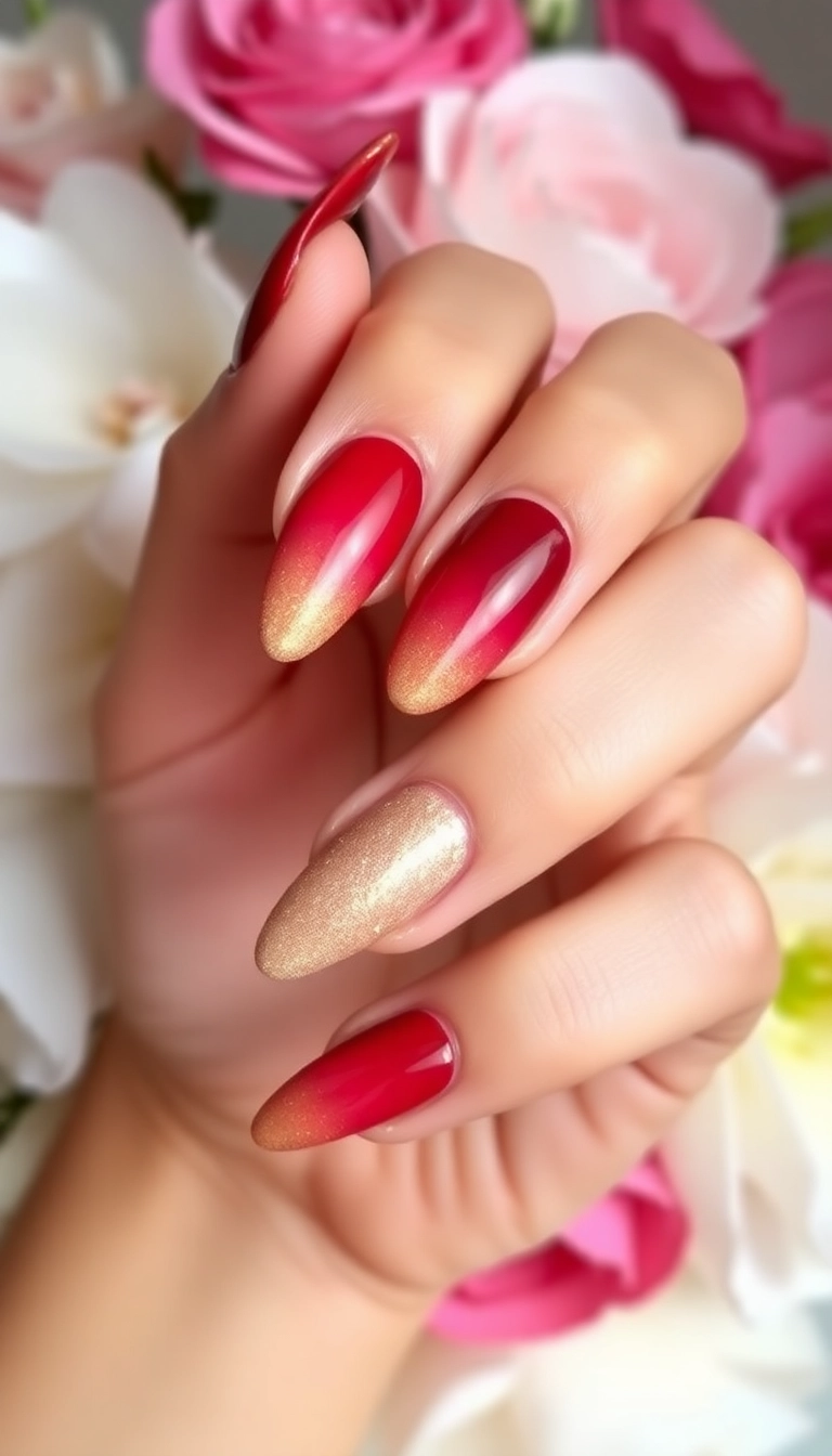 15 Stunning Red Nail Designs That Shine with Gold Accents (You Won