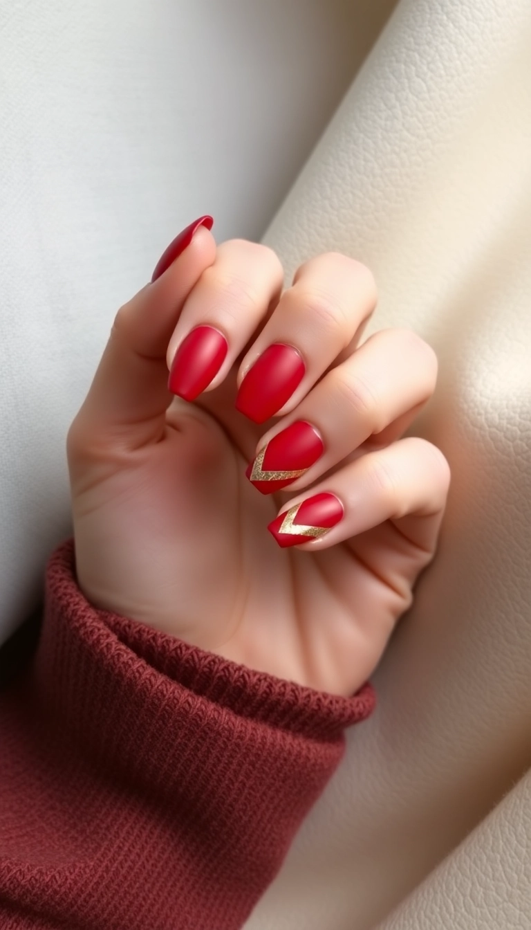 15 Stunning Red Nail Designs That Shine with Gold Accents (You Won