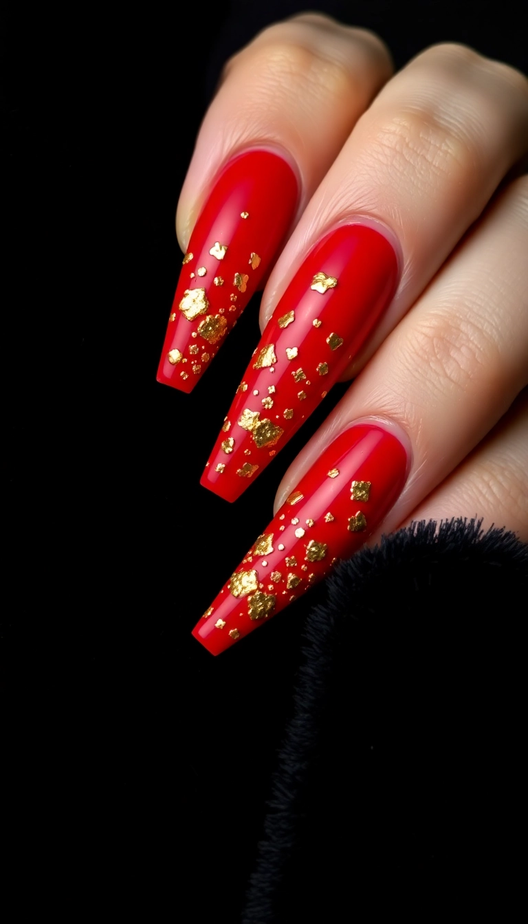 15 Stunning Red Nail Designs That Shine with Gold Accents (You Won
