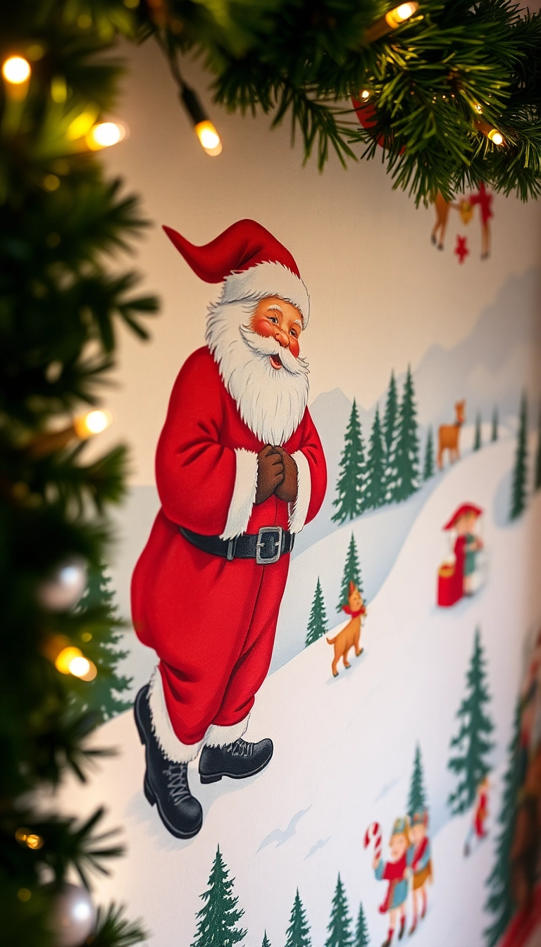 16 Nostalgic Christmas Wallpaper Styles That Will Take You Back in Time! - 1. Classic Santa Scene