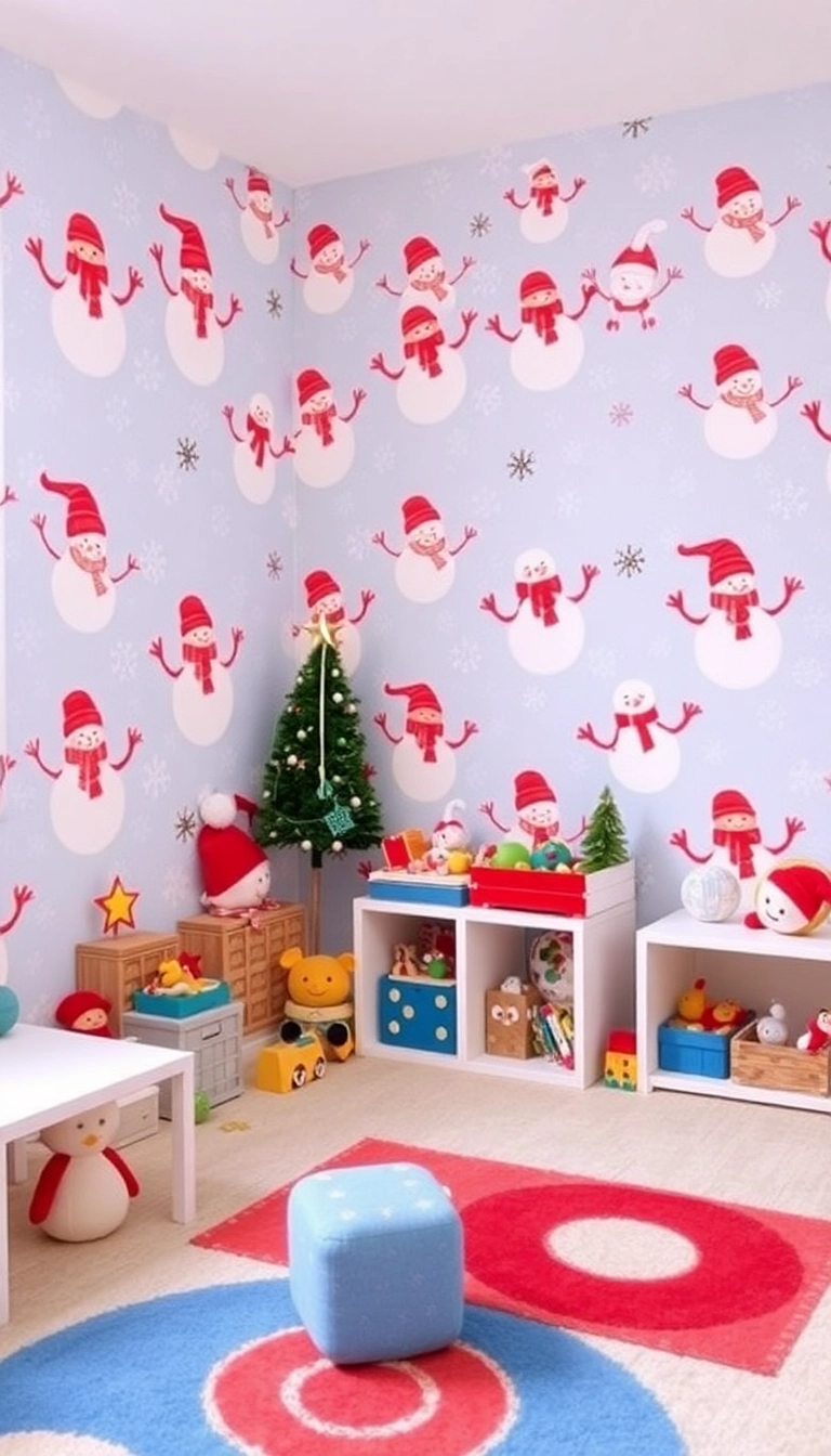 16 Nostalgic Christmas Wallpaper Styles That Will Take You Back in Time! - 12. Whimsical Snowmen