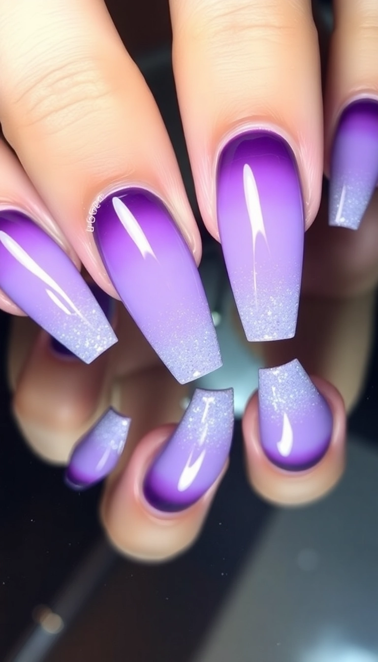21 Gorgeous Coffin Nail Designs Perfect for Your Winter Wonderland! - 20. Ombré with Glitter Fade