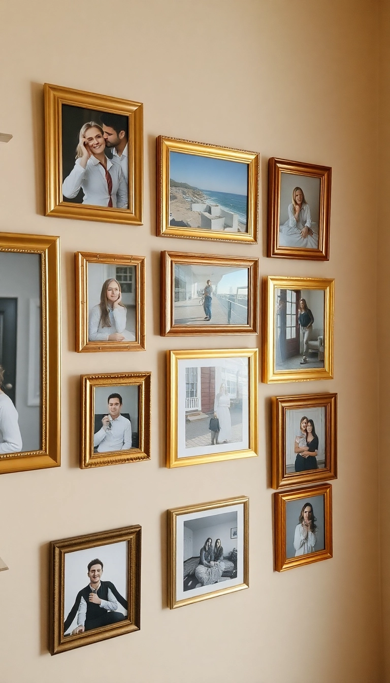 25 Minimalistic Home Decor Trends Featuring Beige and Gold You Can’t Ignore (Check Out #12!) - 10. Gold Frames for Photos