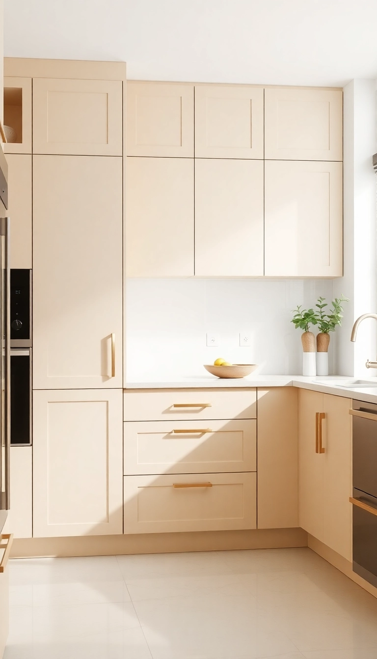 25 Minimalistic Home Decor Trends Featuring Beige and Gold You Can’t Ignore (Check Out #12!) - 13. Gold Hardware in Kitchens