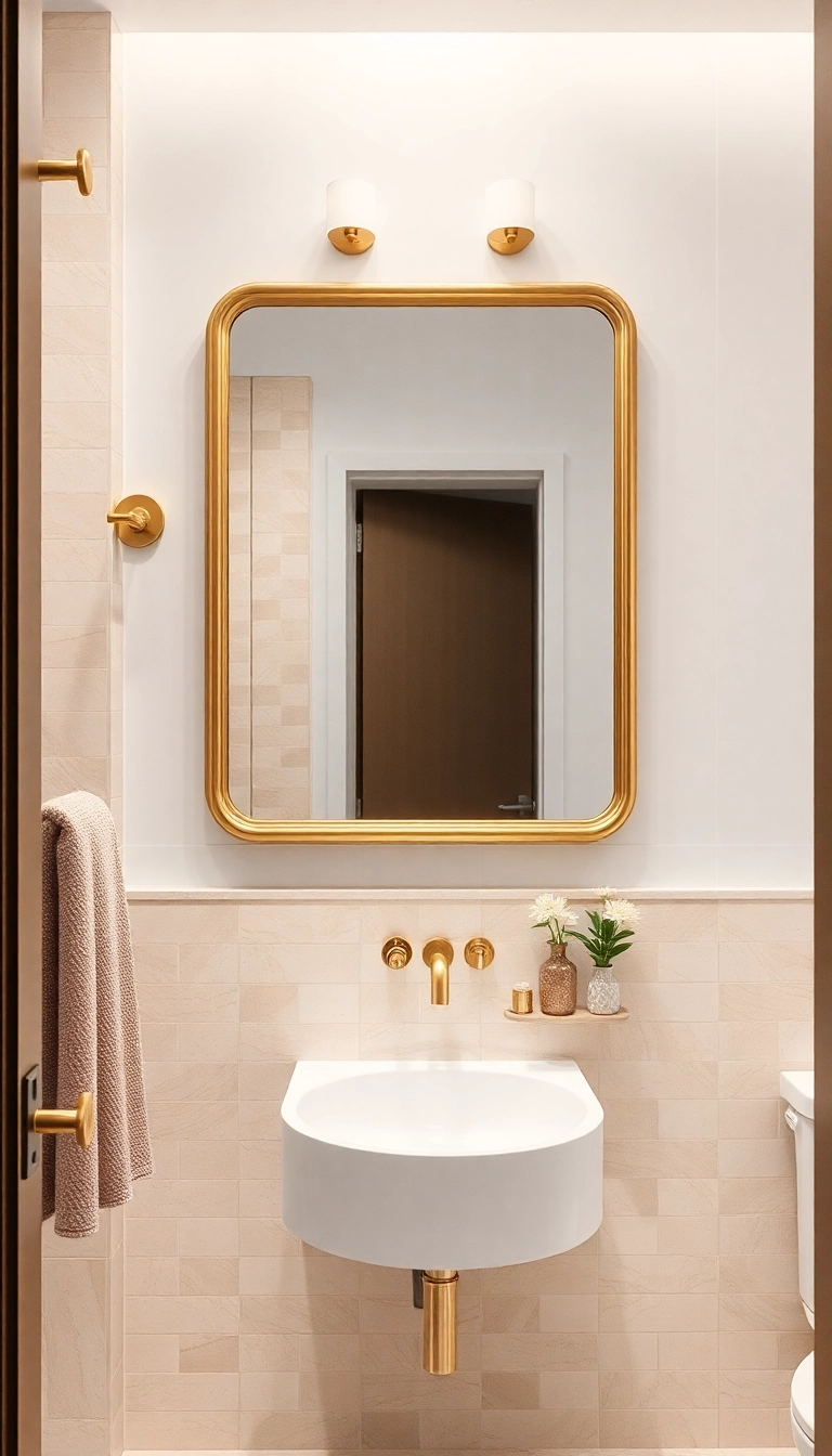25 Minimalistic Home Decor Trends Featuring Beige and Gold You Can’t Ignore (Check Out #12!) - 15. Gold Accents in Bathrooms