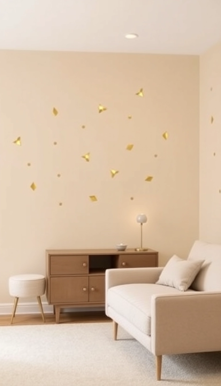 25 Minimalistic Home Decor Trends Featuring Beige and Gold You Can’t Ignore (Check Out #12!) - 20. Gold and Beige Wall Decals