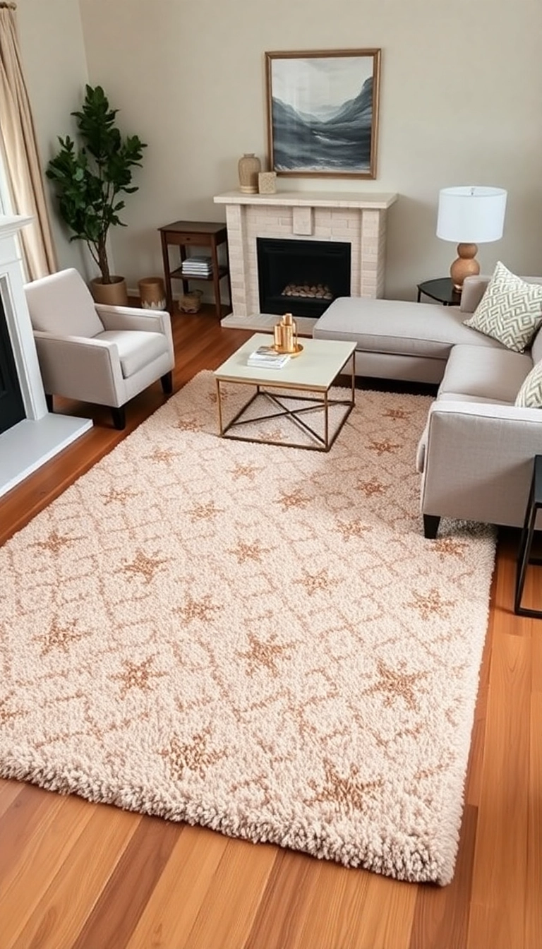 25 Minimalistic Home Decor Trends Featuring Beige and Gold You Can’t Ignore (Check Out #12!) - 5. Beige Rugs with Gold Patterns
