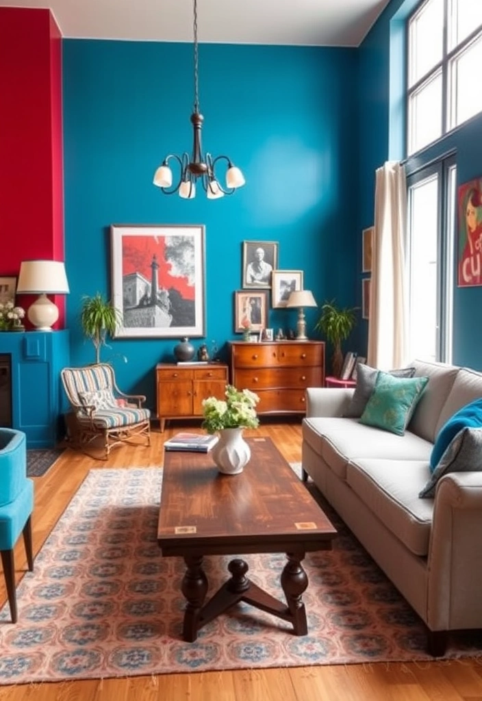 Primary Play: The Bold Color Trend Transforming Home Interiors - 14. Mixing Styles: Blending Modern and Vintage
